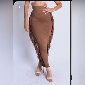 Fringe maxi skirt
